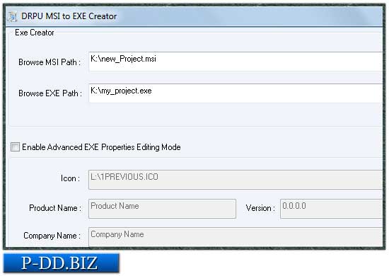 Screenshot of MSI Setup to EXE Builder