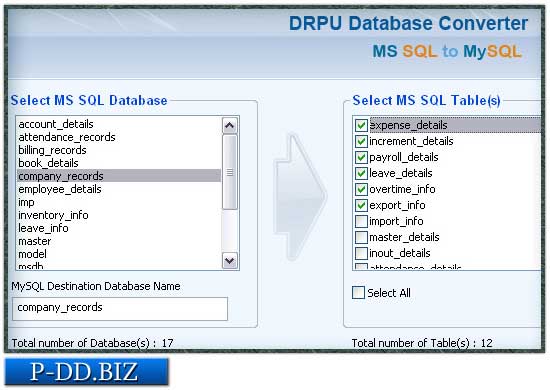 Microsoft SQL Database Migration Program screen shot