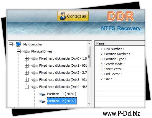 Screenshot of NTFS HDD recovery tool