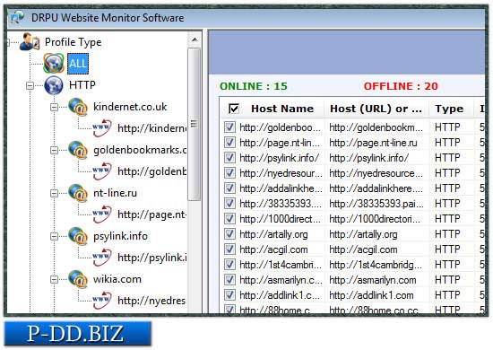 Screenshot of Domain Downtime Monitoring Software